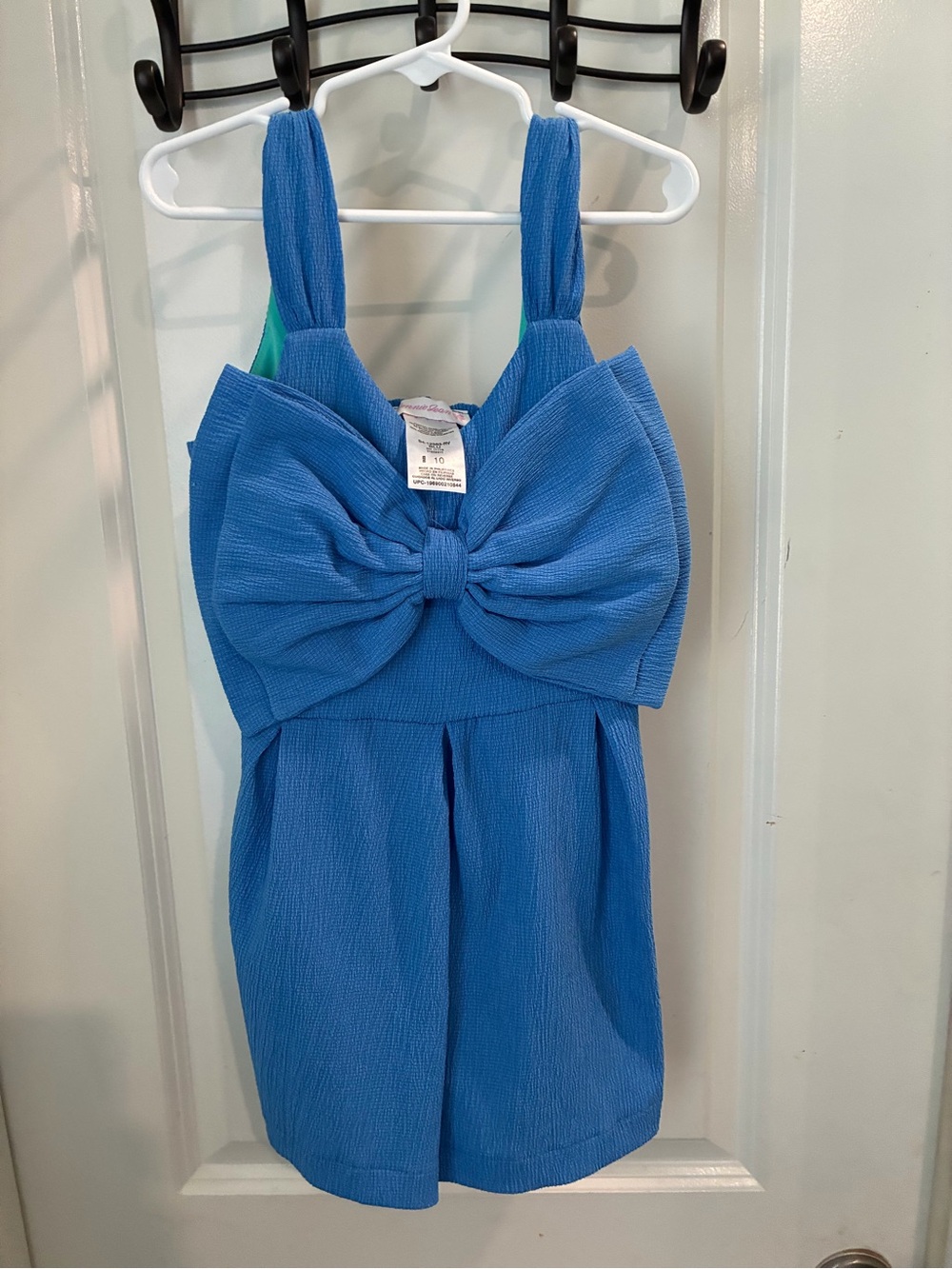 Bonnie Jean Bright Blue Bow-Front Romper